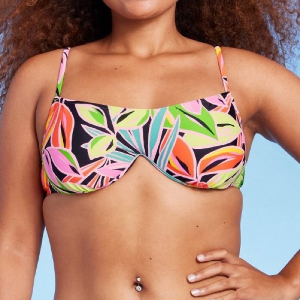 Wild Fable Underwire Bralette Bikini Top Tropical‎ Print